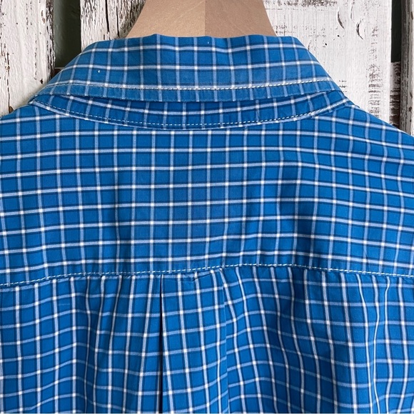 G.H. Bass & Co. Blue & White Plaid Slim Fit Button Up Dress Shirt Men’s Size XL - Picture 7 of 10